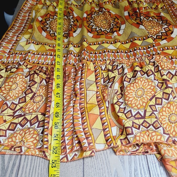 Me 2 Magic Anthropologie Sunburst Print Maxi Dress Puff Sleeve Lightweight‎ L - Picture 11 of 11